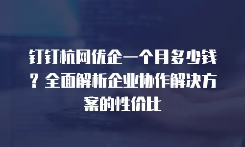 钉钉杭网优企一个月多少钱？全面解析企业协作解决方案的性价比