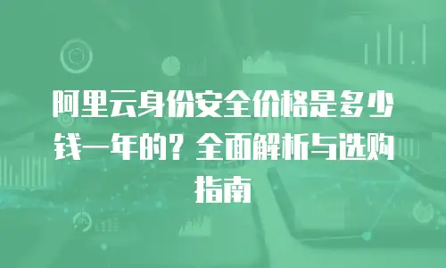 阿里云身份安全价格是多少钱一年的？全面解析与选购指南