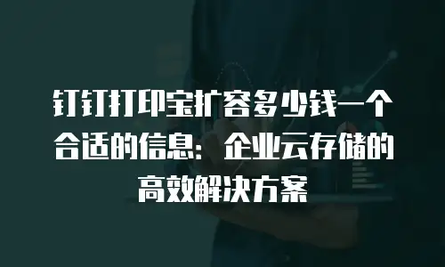 钉钉打印宝扩容多少钱一个合适的信息：企业云存储的高效解决方案