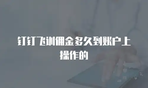 钉钉飞训佣金多久到账户上操作的