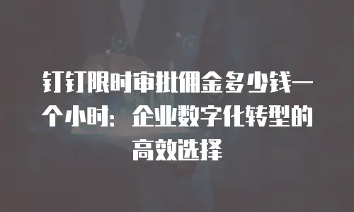 钉钉限时审批佣金多少钱一个小时：企业数字化转型的高效选择