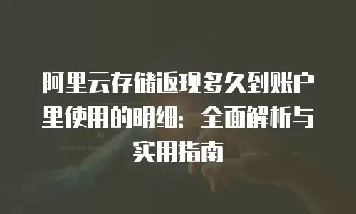 阿里云存储返现多久到账户里使用的明细：全面解析与实用指南
