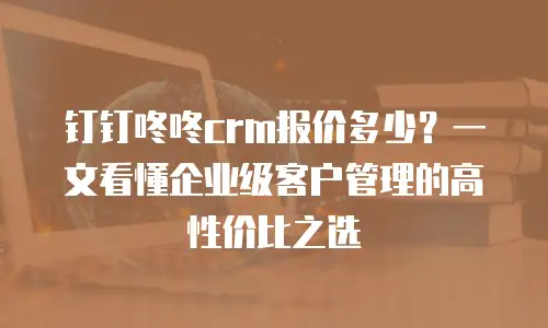 钉钉咚咚crm报价多少？一文看懂企业级客户管理的高性价比之选