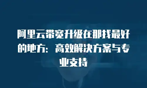 阿里云带宽升级在那找最好的地方：高效解决方案与专业支持