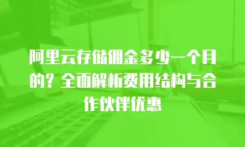 阿里云存储佣金多少一个月的？全面解析费用结构与合作伙伴优惠
