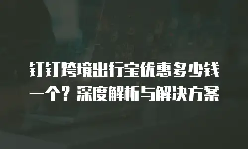 钉钉跨境出行宝优惠多少钱一个？深度解析与解决方案