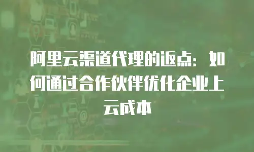 阿里云渠道代理的返点：如何通过合作伙伴优化企业上云成本