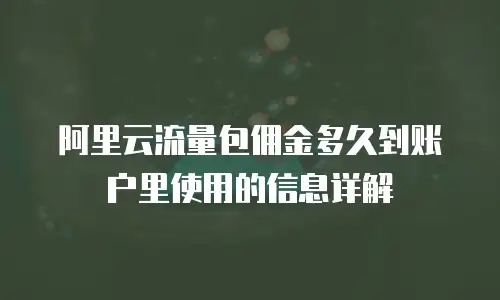 阿里云流量包佣金多久到账户里使用的信息详解