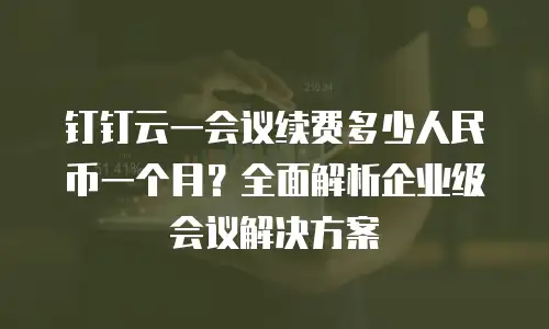 钉钉云一会议续费多少人民币一个月？全面解析企业级会议解决方案
