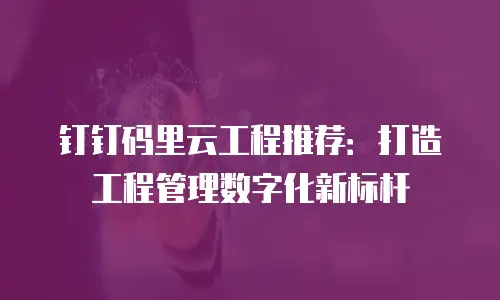 钉钉码里云工程推荐：打造工程管理数字化新标杆