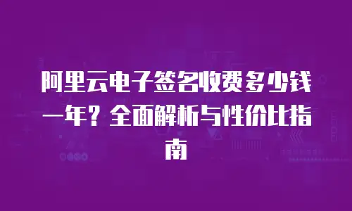 阿里云电子签名收费多少钱一年？全面解析与性价比指南