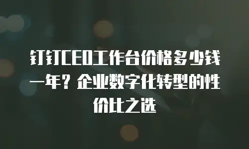 钉钉CEO工作台价格多少钱一年？企业数字化转型的性价比之选
