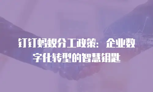 钉钉蚂蚁分工政策：企业数字化转型的智慧钥匙