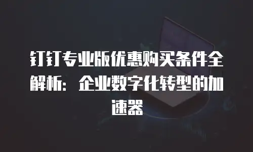 钉钉专业版优惠购买条件全解析：企业数字化转型的加速器