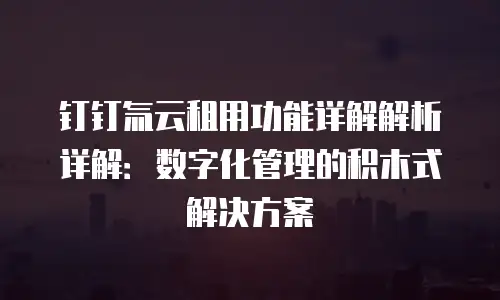 钉钉氚云租用功能详解解析详解：数字化管理的积木式解决方案