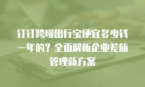 钉钉跨境出行宝便宜多少钱一年的？全面解析企业差旅管理新方案