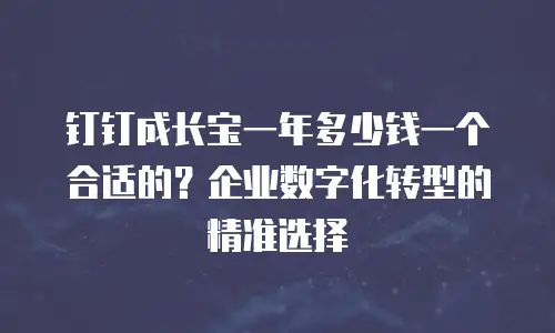 钉钉成长宝一年多少钱一个合适的？企业数字化转型的精准选择