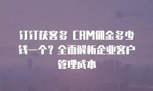 钉钉获客多 CRM佣金多少钱一个？全面解析企业客户管理成本