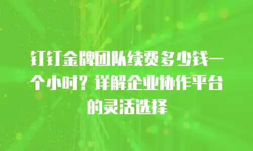钉钉金牌团队续费多少钱一个小时？详解企业协作平台的灵活选择
