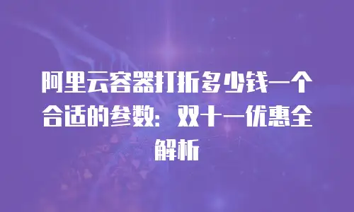 阿里云容器打折多少钱一个合适的参数：双十一优惠全解析