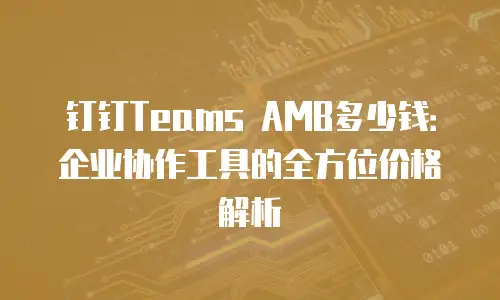 钉钉Teams AMB多少钱：企业协作工具的全方位价格解析