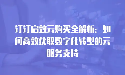 钉钉启效云购买全解析：如何高效获取数字化转型的云服务支持