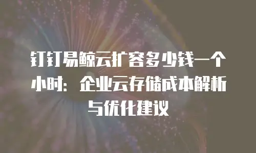 钉钉易鲸云扩容多少钱一个小时：企业云存储成本解析与优化建议