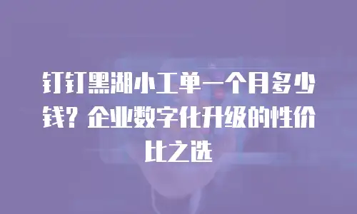 钉钉黑湖小工单一个月多少钱？企业数字化升级的性价比之选