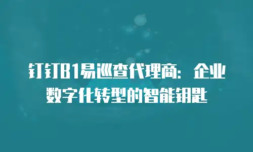 钉钉B1易巡查代理商：企业数字化转型的智能钥匙