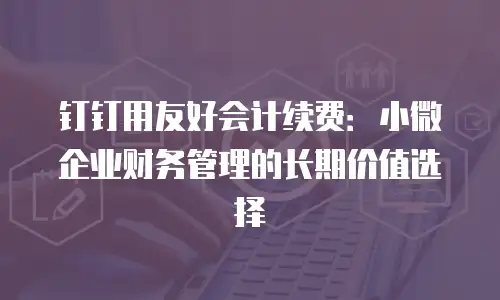 钉钉用友好会计续费：小微企业财务管理的长期价值选择