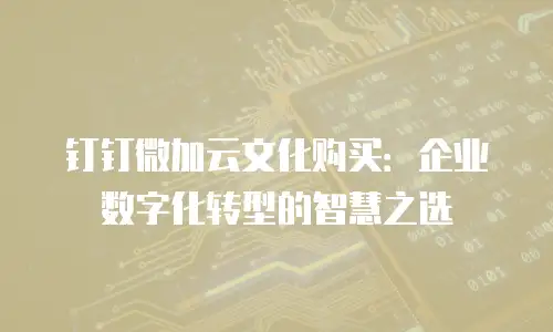 钉钉微加云文化购买：企业数字化转型的智慧之选