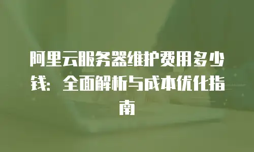 阿里云服务器维护费用多少钱：全面解析与成本优化指南