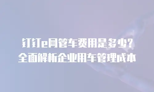 钉钉e网管车费用是多少？全面解析企业用车管理成本