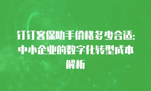 钉钉客保助手价格多少合适：中小企业的数字化转型成本解析