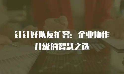 钉钉好队友扩容：企业协作升级的智慧之选