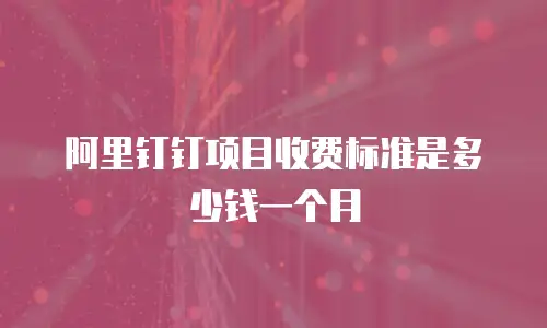 阿里钉钉项目收费标准是多少钱一个月