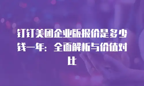 钉钉美团企业版报价是多少钱一年：全面解析与价值对比