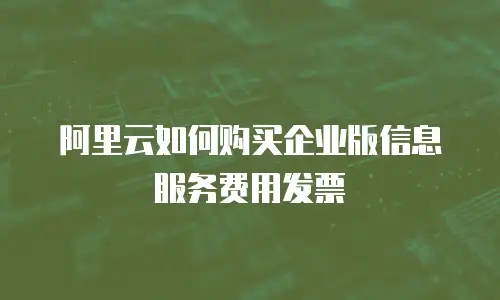 阿里云如何购买企业版信息服务费用发票