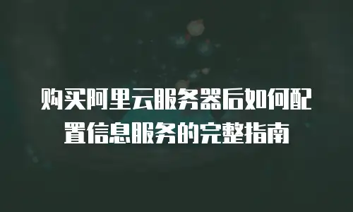 购买阿里云服务器后如何配置信息服务的完整指南