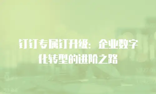 钉钉专属钉升级：企业数字化转型的进阶之路