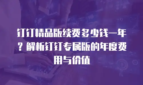 钉钉精品版续费多少钱一年？解析钉钉专属版的年度费用与价值