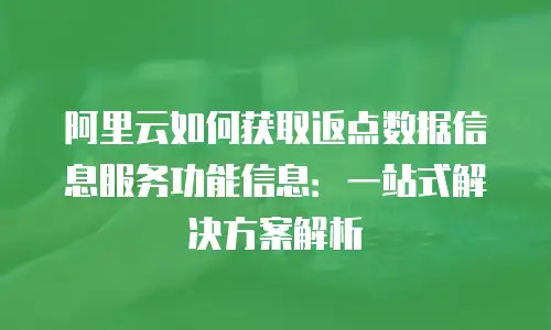 阿里云如何获取返点数据信息服务功能信息：一站式解决方案解析
