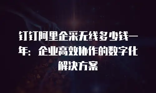钉钉阿里企采无线多少钱一年：企业高效协作的数字化解决方案