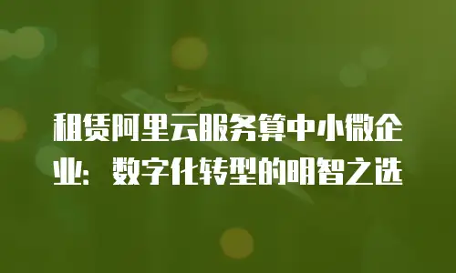 租赁阿里云服务算中小微企业：数字化转型的明智之选
