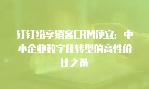 钉钉纷享销客CRM便宜：中小企业数字化转型的高性价比之选