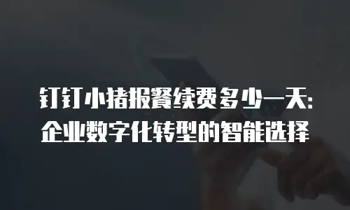 钉钉小猪报餐续费多少一天：企业数字化转型的智能选择