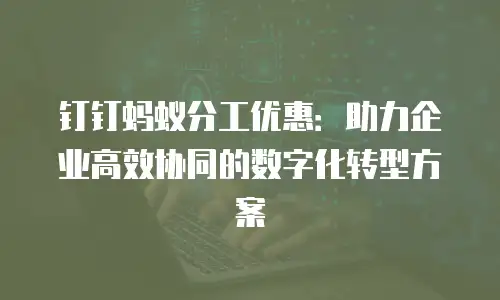钉钉蚂蚁分工优惠：助力企业高效协同的数字化转型方案