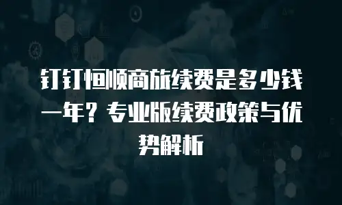 钉钉恒顺商旅续费是多少钱一年？专业版续费政策与优势解析