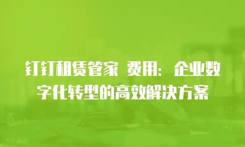 钉钉租赁管家 费用：企业数字化转型的高效解决方案