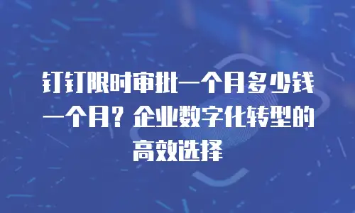 钉钉限时审批一个月多少钱一个月？企业数字化转型的高效选择